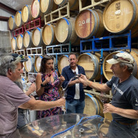 Barrel tasting with Leon