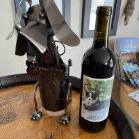Auction Item - Dog Metal Sculpture with Joey Bottle